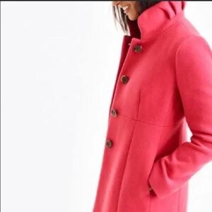 J. Crew Factory Uptown Ruffle Collar Coat in Coral 🪸